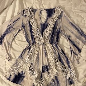 Blue and white tie-dye romper, playsuit size medium?